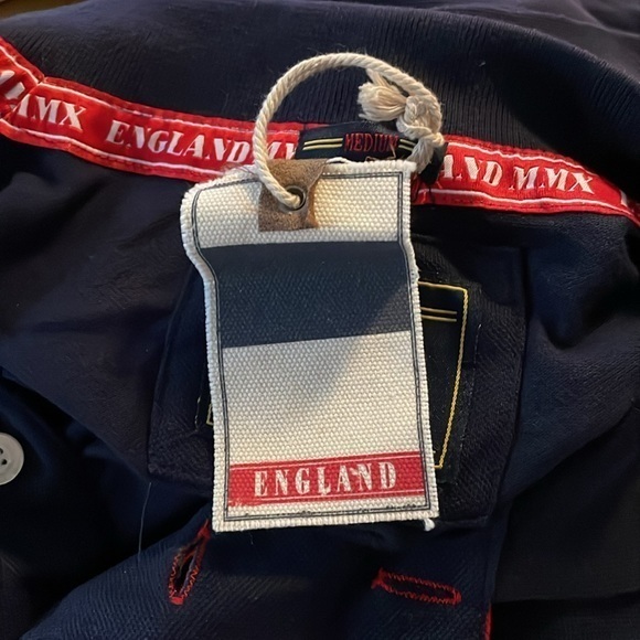 England Victorious Navy Short Sleeve‎ Polo Embroidered Patches NWT Y2K  Medium - Picture 9 of 11